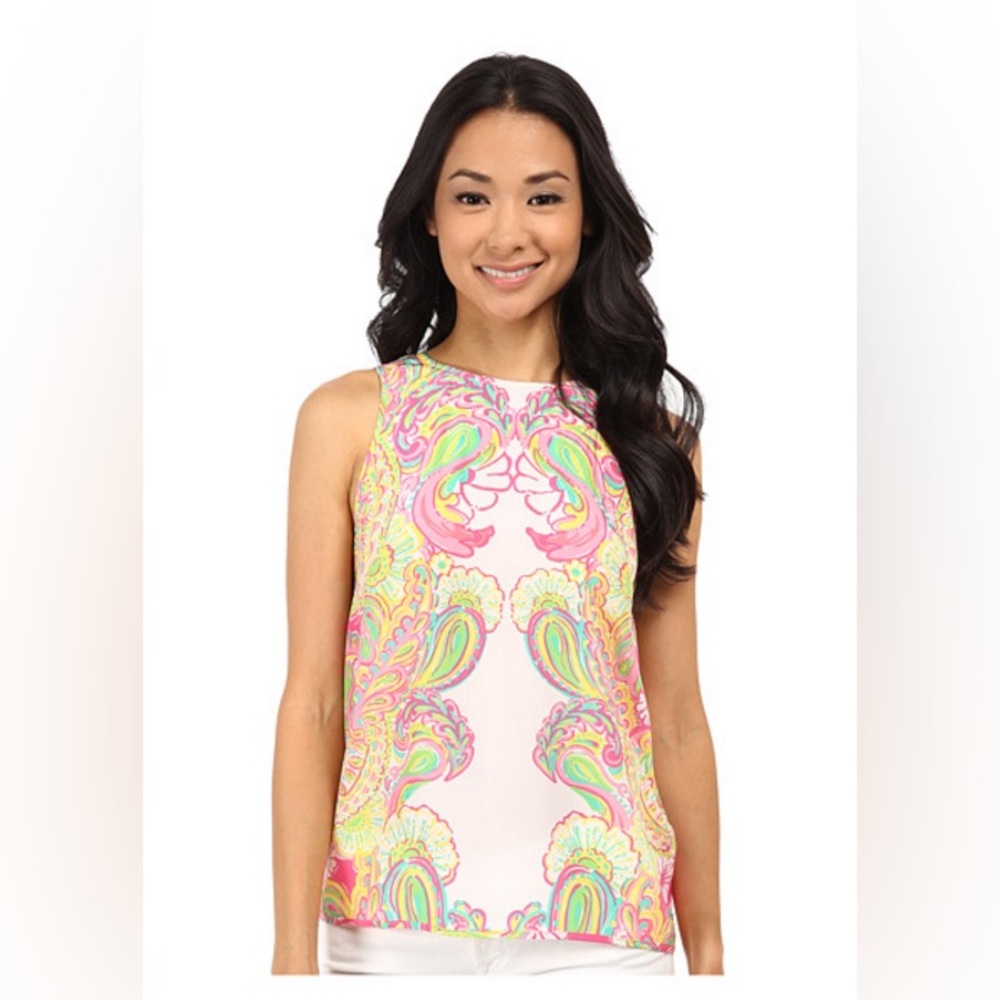 Lilly Pulitzer 100% Silk Iona Sleevless Tank size large retails $145